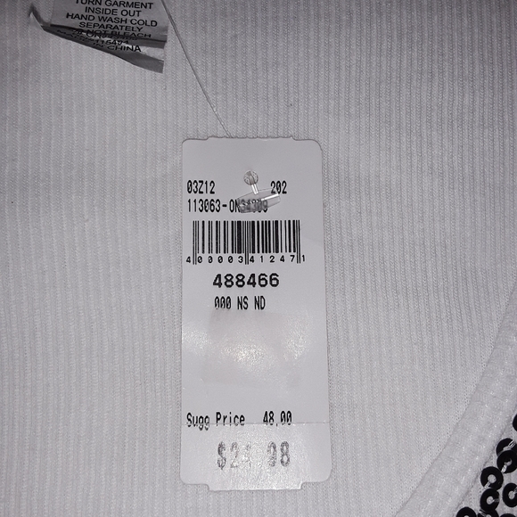 Only Nine Sequin Covered White Tank Top Sz Small - Picture 5 of 6